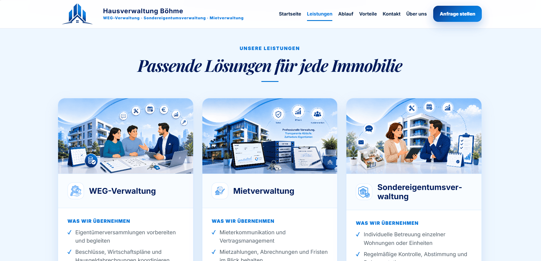 Vorschau der Website Hausverwaltung Böhme